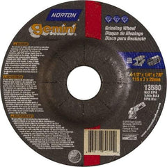 Norton - 6" Wheel Diam, 1/4" Wheel Thickness, 7/8" Arbor Hole, Type 27 Depressed Center Wheel - Aluminum Oxide, 10,185 Max RPM, Compatible with Angle Grinder - Exact Tool & Supply