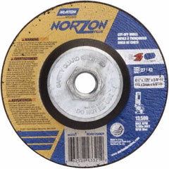Norton - 36 Grit, 4-1/2" Wheel Diam, 1/8" Wheel Thickness, Type 27 Depressed Center Wheel - Ceramic - Exact Tool & Supply