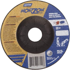 Norton - 24 Grit, 4-1/2" Wheel Diam, 1/8" Wheel Thickness, 7/8" Arbor Hole, Type 27 Depressed Center Wheel - Ceramic, 13,580 Max RPM - Exact Tool & Supply