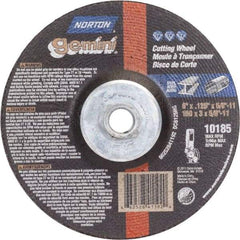 Norton - 36 Grit, 6" Wheel Diam, 1/8" Wheel Thickness, Type 27 Depressed Center Wheel - Aluminum Oxide - Exact Tool & Supply