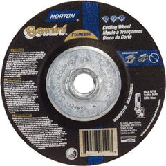 Norton - 36 Grit, 4-1/2" Wheel Diam, 3/32" Wheel Thickness, Type 27 Depressed Center Wheel - Aluminum Oxide - Exact Tool & Supply
