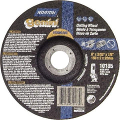 Norton - 36 Grit, 6" Wheel Diam, 3/32" Wheel Thickness, 7/8" Arbor Hole, Type 27 Depressed Center Wheel - Aluminum Oxide - Exact Tool & Supply