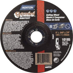 Norton - 46 Grit, 6" Wheel Diam, 7/8" Arbor Hole, Type 27 Depressed Center Wheel - Aluminum Oxide - Exact Tool & Supply