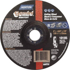 Norton - 46 Grit, 6" Wheel Diam, 7/8" Arbor Hole, Type 27 Depressed Center Wheel - Aluminum Oxide - Exact Tool & Supply