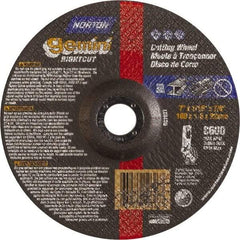 Norton - 46 Grit, 7" Wheel Diam, 7/8" Arbor Hole, Type 27 Depressed Center Wheel - Aluminum Oxide - Exact Tool & Supply