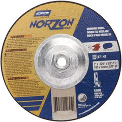Norton - 46 Grit, 7" Wheel Diam, Type 27 Depressed Center Wheel - Zirconia Alumina - Exact Tool & Supply