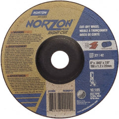 Norton - 46 Grit, 6" Wheel Diam, 7/8" Arbor Hole, Type 27 Depressed Center Wheel - Exact Tool & Supply