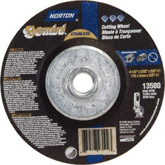 Norton - 36 Grit, 4-1/2" Wheel Diam, 3/32" Wheel Thickness, Type 27 Depressed Center Wheel - Aluminum Oxide - Exact Tool & Supply