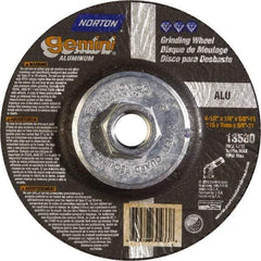 Norton - 24 Grit, 4-1/2" Wheel Diam, 1/4" Wheel Thickness, Type 27 Depressed Center Wheel - Aluminum Oxide, 13,580 Max RPM - Exact Tool & Supply