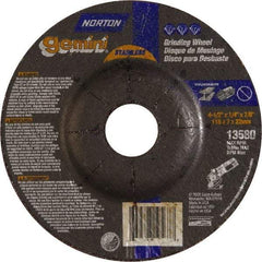 Norton - 24 Grit, 4-1/2" Wheel Diam, 1/4" Wheel Thickness, 7/8" Arbor Hole, Type 27 Depressed Center Wheel - Aluminum Oxide - Exact Tool & Supply