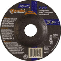 Norton - 36 Grit, 5" Wheel Diam, 3/32" Wheel Thickness, 7/8" Arbor Hole, Type 27 Depressed Center Wheel - Aluminum Oxide - Exact Tool & Supply