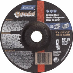 Norton - 36 Grit, 6" Wheel Diam, 1/8" Wheel Thickness, 7/8" Arbor Hole, Type 27 Depressed Center Wheel - Aluminum Oxide - Exact Tool & Supply