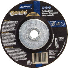 Norton - 36 Grit, 5" Wheel Diam, 3/32" Wheel Thickness, Type 27 Depressed Center Wheel - Aluminum Oxide - Exact Tool & Supply
