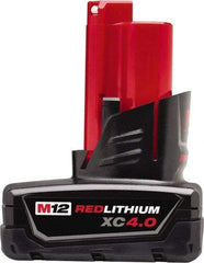 Milwaukee Tool - 12 Volt Lithium-Ion Power Tool Battery - 4 Ahr Capacity, 1-1/2 hr Charge Time, Series M12 XC RED - Exact Tool & Supply