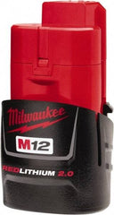 Milwaukee Tool - 12 Volt Lithium-Ion Power Tool Battery - 2 Ahr Capacity, 45 min Charge Time, Series M12 RED - Exact Tool & Supply