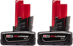 Milwaukee Tool - 12 Volt Lithium-Ion Power Tool Battery - 3 Ahr Capacity, 1 hr Charge Time, Series M12 XC RED - Exact Tool & Supply