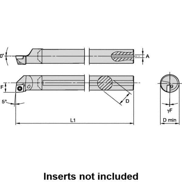Kennametal - 20mm Min Bore Diam, 202.55mm OAL, 16mm Shank Diam, L-SCLP Indexable Boring Bar - 28.57mm Max Bore Depth, CP.. 09T308 Insert, Screw Holding Method - Exact Tool & Supply