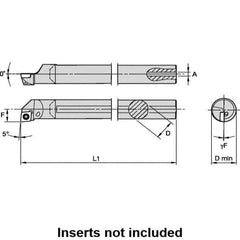 Kennametal - 20mm Min Bore Diam, 202.55mm OAL, 16mm Shank Diam, L-SCLP Indexable Boring Bar - 28.57mm Max Bore Depth, CP.. 09T308 Insert, Screw Holding Method - Exact Tool & Supply