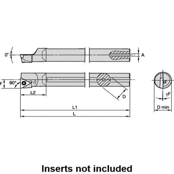Kennametal - 16mm Min Bore Diam, 183.17mm OAL, 12mm Shank Diam, L-STFP Indexable Boring Bar - 24.35mm Max Bore Depth, TP.. 110204 Insert, Screw Holding Method - Exact Tool & Supply
