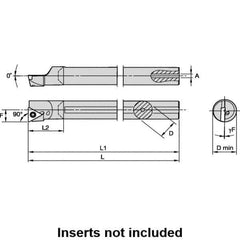 Kennametal - 16mm Min Bore Diam, 183.17mm OAL, 12mm Shank Diam, L-STFP Indexable Boring Bar - 24.35mm Max Bore Depth, TP.. 110204 Insert, Screw Holding Method - Exact Tool & Supply