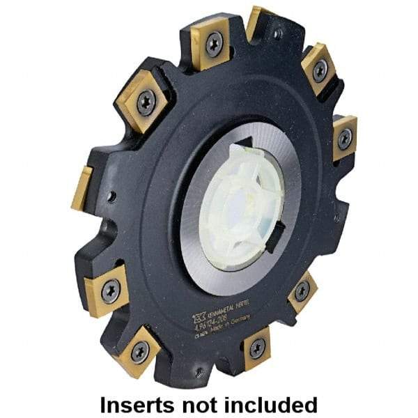 Kennametal - Arbor Hole Connection, 0.3937" Cutting Width, 1.1811" Depth of Cut, 125mm Cutter Diam, 1.5748" Hole Diam, 6 Tooth Indexable Slotting Cutter - 90° SN Toolholder, SNHX Insert - Exact Tool & Supply