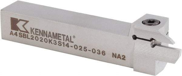 Kennametal - A4SB, External, Left Hand, 14mm Max Depth of Cut, 4mm Min Groove Width, Indexable Grooving Tool Holder - A4G0400M4SP04B Insert Compatibility, 20mm Shank Height, 20mm Shank Width, 125.3mm OAL - Exact Tool & Supply