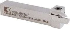 Kennametal - A4SB, External, Left Hand, 14mm Max Depth of Cut, 4mm Min Groove Width, Indexable Grooving Tool Holder - A4G0400M4SP04B Insert Compatibility, 20mm Shank Height, 20mm Shank Width, 125.3mm OAL - Exact Tool & Supply