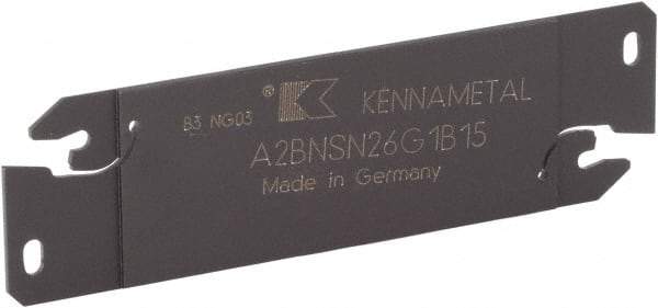 Kennametal - 1.0236" Blade Height, 0.0709" Blade Width, 3.5531" OAL, Neutral Cut, Double End Indexable Cut-Off Blade - 15mm Max Depth of Cut, A2BNSN Blade, A2 Cut-Off Series - Exact Tool & Supply