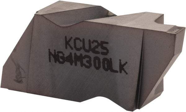 Kennametal - 4M300NG K Grade KCU25, 3mm Cutting Width Carbide Grooving Insert - 3.81mm Max Depth of Cut, Left Hand, 0.19mm Corner Radius, AlTiN Finish - Exact Tool & Supply
