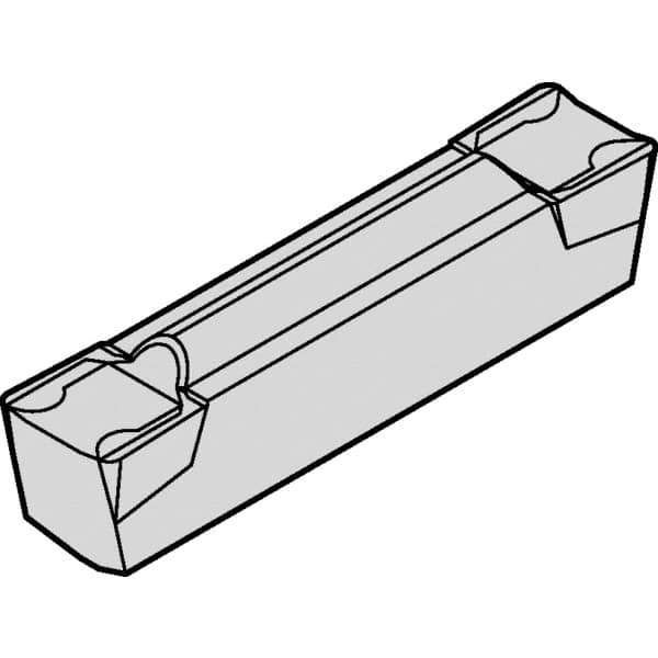 Kennametal - A4C0405 CF KCU25 Grade, 0.1594" Cutting Width, Carbide Cutoff Insert - 10° Left Hand Lead Angle, 0.008" Cnr Rad, AlTiN Coated, Double End - Exact Tool & Supply