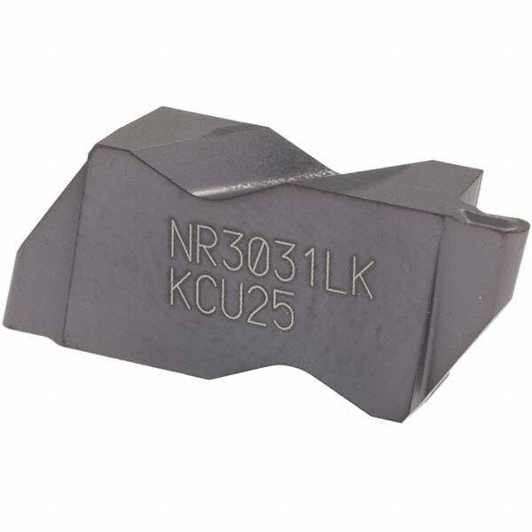 Kennametal - 3031NR K Grade KCU25, 1.58mm Cutting Width Carbide Grooving Insert - 2.39mm Max Depth of Cut, Left Hand, 0.79mm Corner Radius, AlTiN Finish - Exact Tool & Supply