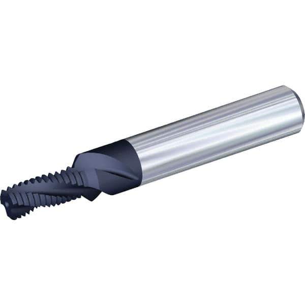 Kennametal - M10x1.50 Metric Coarse, 0.3228" Cutting Diam, 3 Flute, Solid Carbide Helical Flute Thread Mill - Internal Thread, 20.29mm LOC, 80mm OAL, 12mm Shank Diam - Exact Tool & Supply