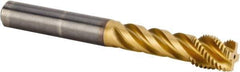 Kennametal - M14x1.50 Metric Fine 4 Flute 6HX Modified Bottoming Spiral Flute Tap - Solid Carbide, TiAlN Finish, 110mm OAL, Right Hand Flute, Right Hand Thread, Series T331 - Exact Tool & Supply