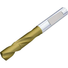 Kennametal - 18.3mm 140° Solid Carbide Jobber Drill - Multilayer TiAlN Finish, Right Hand Cut, Spiral Flute, Whistle Notch Shank, Standard Point - Exact Tool & Supply