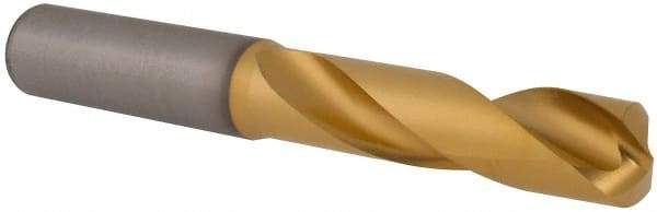 Kennametal - 15.1mm 140° Spiral Flute Solid Carbide Screw Machine Drill Bit - Multilayer TiAlN Finish, Right Hand Cut, 65mm Flute Length, 115mm OAL, Standard Point, Straight Shank - Exact Tool & Supply