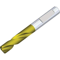Kennametal - 11.4mm 140° Spiral Flute Solid Carbide Screw Machine Drill Bit - Multilayer TiAlN Finish, Right Hand Cut, 55mm Flute Length, 102mm OAL, Standard Point, Whistle Notch Shank, Through Coolant - Exact Tool & Supply