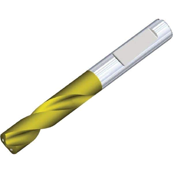 Kennametal - 15.9mm 140° Solid Carbide Jobber Drill - Multilayer TiAlN Finish, Right Hand Cut, Spiral Flute, Whistle Notch Shank, 133mm OAL, Standard Point - Exact Tool & Supply