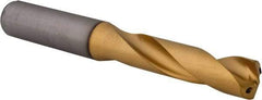 Kennametal - 31/64" 140° Spiral Flute Solid Carbide Screw Machine Drill Bit - Multilayer TiAlN Finish, Right Hand Cut, 60mm Flute Length, 107mm OAL, Standard Point, Straight Shank, Through Coolant - Exact Tool & Supply