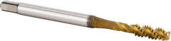 Kennametal - #10-32 UNF 3 Flute 3BX Modified Bottoming Spiral Flute Tap - Powdered Metal, TiCN/TiN Finish, 59.94mm OAL, Right Hand Flute, Right Hand Thread, Series T630 - Exact Tool & Supply