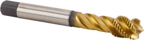 Kennametal - M14x1.50 Metric Fine 4 Flute 6HX Bottoming Spiral Flute Tap - Powdered Metal, TiN Finish, 100mm OAL, Right Hand Flute, Right Hand Thread, Series T632 - Exact Tool & Supply