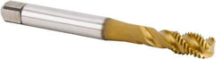 Kennametal - M8x1.25 Metric 3 Flute 6HX Bottoming Spiral Flute Tap - Powdered Metal, TiN Finish, 90mm OAL, Right Hand Flute, Right Hand Thread, Series T632 - Exact Tool & Supply