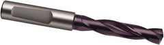 Guhring - 3/16" 140° Spiral Flute Solid Carbide Screw Machine Drill Bit - FIREX Finish, Right Hand Cut, 28mm Flute Length, 66mm OAL, SU Point, Whistle Notch Shank, Through Coolant - Exact Tool & Supply