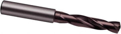 Guhring - 3/8" 140° Spiral Flute Solid Carbide Screw Machine Drill Bit - nano-A Finish, Right Hand Cut, 47mm Flute Length, 89mm OAL, VA Point, Straight Shank, Through Coolant - Exact Tool & Supply
