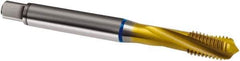Guhring - M3x0.50 Metric 3 Flute 6H Modified Bottoming Spiral Flute Tap - Cobalt, TiN Finish, 56mm OAL, Right Hand Flute, Right Hand Thread, D2/D3, Series 2896 - Exact Tool & Supply