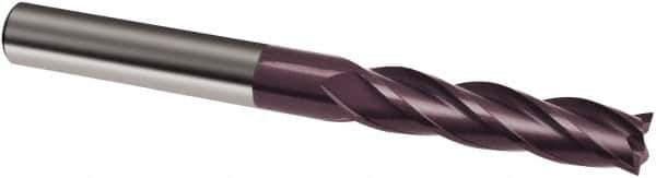 Guhring - 5/16", 1-5/8" LOC, 5/16" Shank Diam, 4" OAL, 4 Flute, Solid Carbide Square End Mill - Single End, FIREX Finish, Spiral Flute, 30° Helix, Right Hand Cut, Right Hand Flute, Series 3155 - Exact Tool & Supply