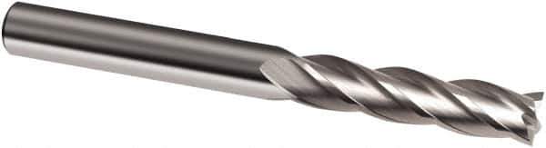 Guhring - 1/2", 3" LOC, 1/2" Shank Diam, 6" OAL, 4 Flute, Solid Carbide Square End Mill - Single End, Uncoated, Spiral Flute, 30° Helix, Right Hand Cut, Right Hand Flute, Series 3151 - Exact Tool & Supply