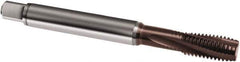 Guhring - M6x0.50 Metric Fine 3 Flute 6H Modified Bottoming Spiral Flute Tap - Powdered Metal, TiAlN Finish, 80mm OAL, Right Hand Flute, Right Hand Thread, D3/D4, Series 2921 - Exact Tool & Supply