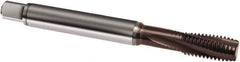 Guhring - M5x0.80 Metric 3 Flute 6H Modified Bottoming Spiral Flute Tap - Powdered Metal, TiAlN Finish, 70mm OAL, Right Hand Flute, Right Hand Thread, D3/D4, Series 2920 - Exact Tool & Supply