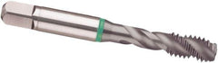 Guhring - #2-56 UNC 3 Flute 2B Modified Bottoming Spiral Flute Tap - Cobalt, TiCN Finish, 1.751" OAL, Right Hand Flute, Right Hand Thread, H2/H3, Series 3949 - Exact Tool & Supply