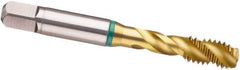 Guhring - 9/16-12 UNC 3 Flute 2B Modified Bottoming Spiral Flute Tap - Cobalt, TiN Finish, 3.591" OAL, Right Hand Flute, Right Hand Thread, H5/H6, Series 3922 - Exact Tool & Supply